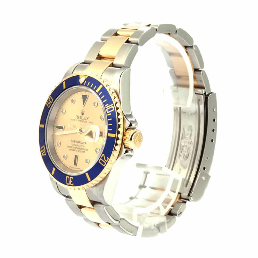 Rolex Submariner Serti Two Tone Stainless Steel Gold Diamond 16613 Replica - Image 2